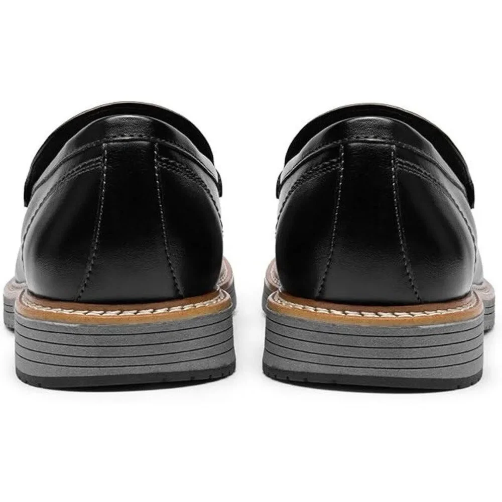 Bruno Marc Mens Size 12 Black Faux Leather Slip On Classic Loafers Formal Shoes